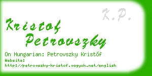 kristof petrovszky business card